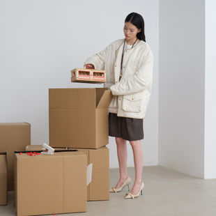 【小竹马胶囊】AVVENN绣花图案绗棉撞色贝壳绣口袋棉服AK12701587