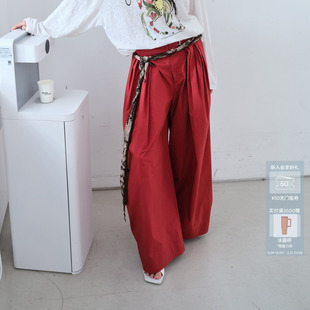 AVVENN棉感高腰压褶休闲长裤 时髦百搭AK11301739