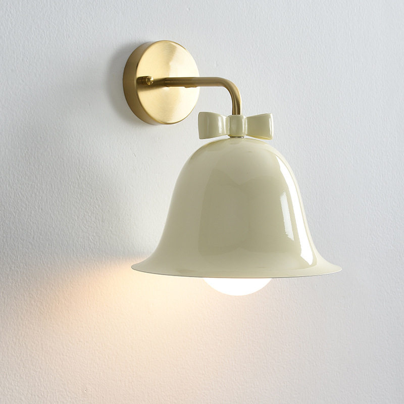 奶油风小铃兰壁灯现代简约北欧主卧室床头儿童房少女蝴蝶结壁灯