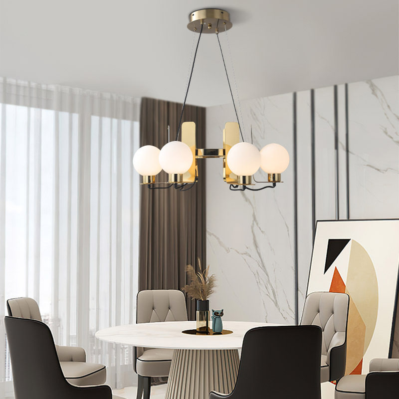 北欧轻奢不锈钢客厅主灯简约现代卧室餐厅玻璃吊灯极简灯具创意