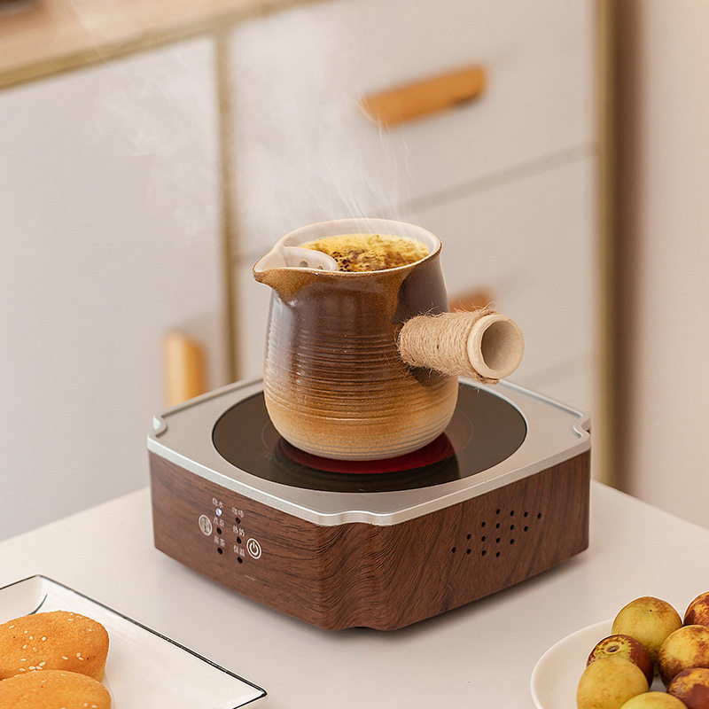 电陶炉胡桃木煮茶炉围炉煮茶器玻璃烧水壶家用电热茶炉茶具罐罐壶
