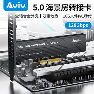 Auiu X4转接卡1U主机拓展卡硬盘转换卡铝合金散热 海景房PCIE5.0