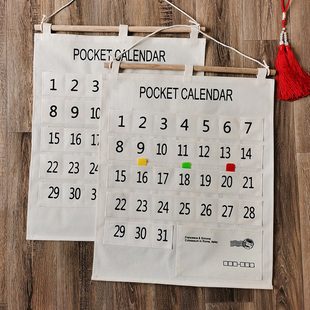 布艺收纳挂袋帆布小口袋考勤打卡登记31兜健康检查插卡点名晨检袋