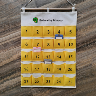 幼儿园接送卡收纳袋挂式帆布卡片口罩储物袋班级壁挂学生会员卡袋