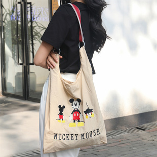 Disney迪士尼米老鼠尼龍刺繡雙面手提袋環(huán)保袋小清新大容量包包