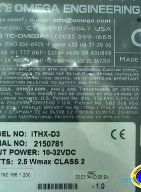 【顺庆】OMEGA美国 iTHX-D3温湿度记录仪 数据采集模块欧米【议价