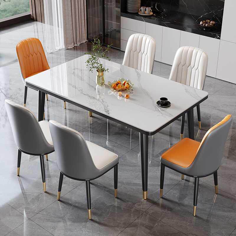 双虎家私岩板餐桌椅组合现代简约小户型家用长方形饭桌轻奢出租房