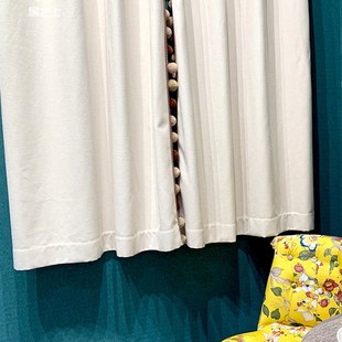 定制窗帘面料H布料绒球花边