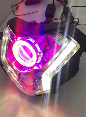 大魔鬼BJ500-j6A 502C大灯 BJ400-A改装LED透镜日行天使恶魔眼总