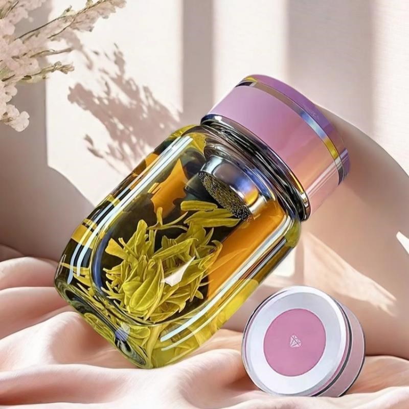 德国精工单层f玻璃杯女士时尚简约泡茶杯加厚暖手商务家用墩墩水