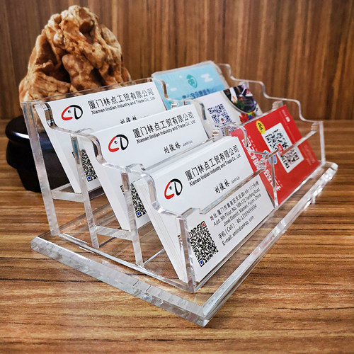 热销透明亚e克力名片盒桌面放置盒办公商务酒店前台创意名片卡片