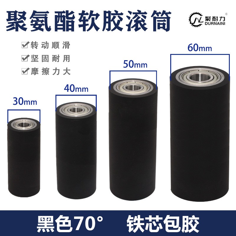 热销聚氨酯无动h力包软胶轮流水线滚筒耐磨定制传输送带主从橡胶