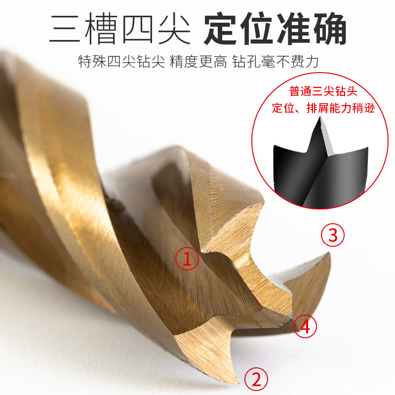 热销睿麒木工钻头三槽四尖t钻打孔电钻转头扩孔支罗钻开孔器多功