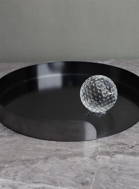 现代简约圆形不锈钢托p盘样缺边托盘高尔夫球厨房餐厅客厅桌面摆