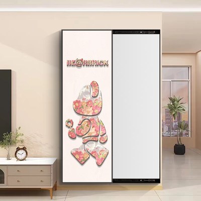 ins隐藏式推拉全身镜装饰画y悬挂式穿衣镜壁挂可关闭隐形试衣镜