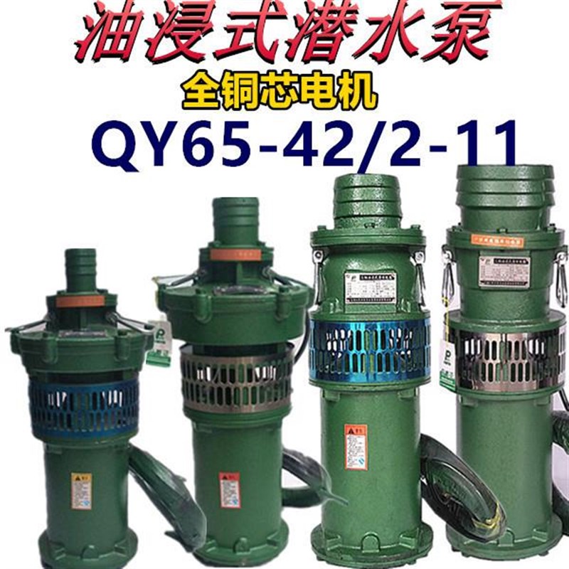 QY65-42/2-11油浸泵11KW4寸潜水泵高压大流量T池塘深井抽水排灌溉
