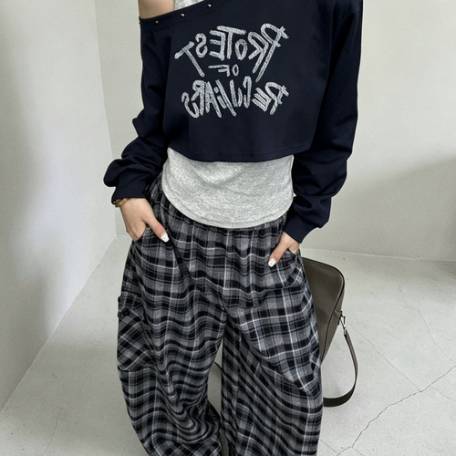 meet up studio-背心+宽松短款字母印花卫衣套装(不含下装)51380