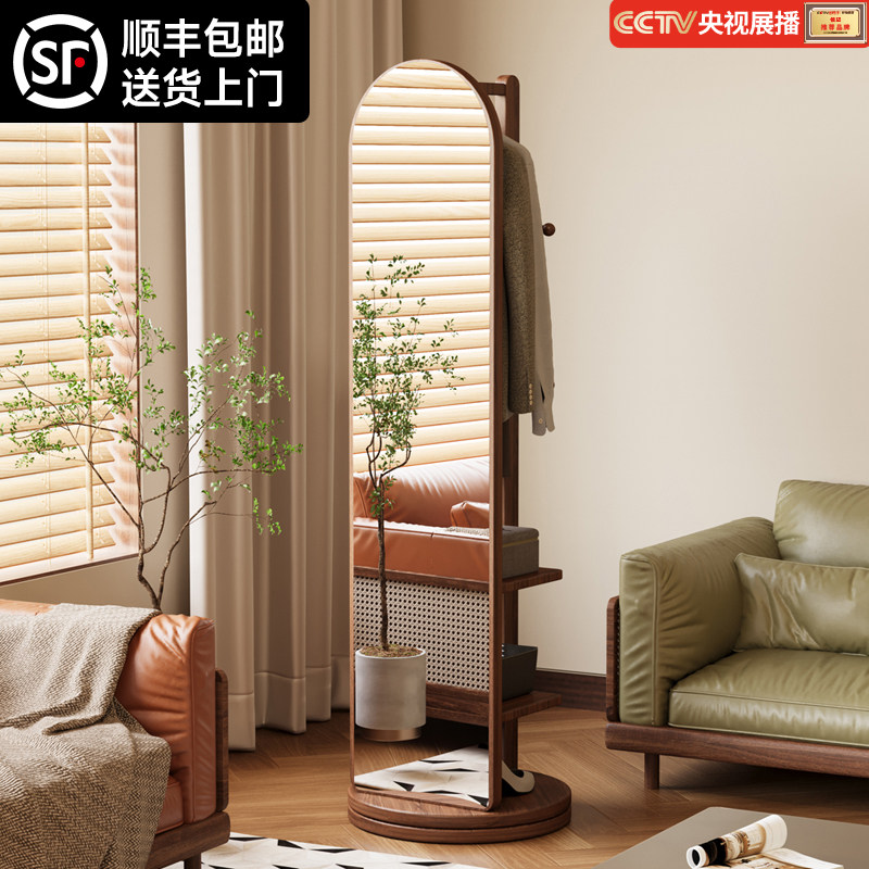 全身镜落地镜家用一体全身镜女生卧室可旋转移动全身镜子挂衣帽架