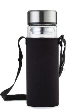 YZY/渊之源大容量800/1000ml双层玻璃泡茶杯子带杯套大号手提便携