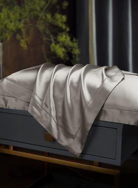 夏季水洗真丝枕头套单只灰色高档冰丝枕巾一对装丝绸枕芯套可定制