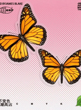 蝴蝶仙子金黄色班蝶IPAD贴画车贴划痕遮挡贴手账玻璃车门防水贴纸