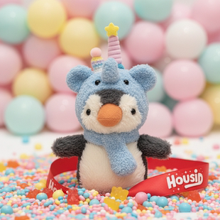 日本HOUSID大象头套企鹅包包挂件毛绒玩偶钥匙扣挂饰新年礼物女