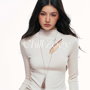 时尚 长袖 高领上衣 ZOEY孤山镂空内搭女秋冬设计感气质打底衫 CHILL