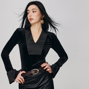 ZOEY喇叭袖 CHILL V领上衣2025春季 新款 百搭上衣 时尚 1.04上新