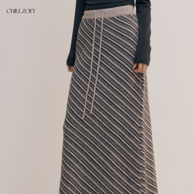 CHILLZOEY序条纹半裙女秋冬气质