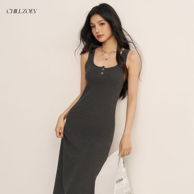 CHILL ZOEY 曲线之美背心连衣裙法式轻奢吊带女士长裙简约高级感