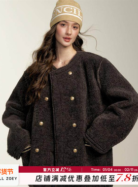 CHILL ZOEY 黑金派对圆领外套  冬季外套女2025新款加绒加厚