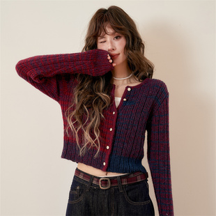 ZOEY 外套2025秋冬针织开衫 时光手账针织开衫 针织开衫 短款 CHILL