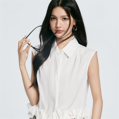 CHILL ZOEY 花瓣下摆无袖衬衫 2026夏季新款衬衫女夏高级感S