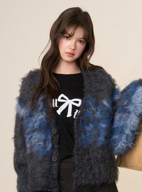 CHILL ZOEY 仲夏夜毛毛开衫 2025新款小众V领毛衣女春冬小个子