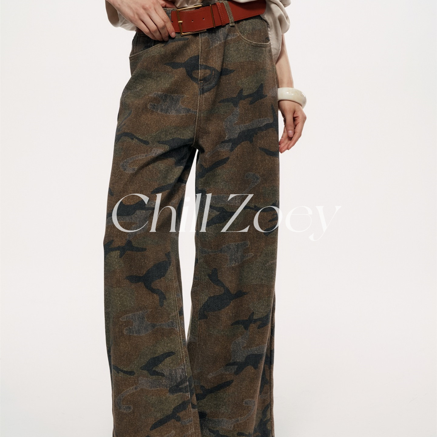 CHILLZOEY迷彩磨毛牛仔裤