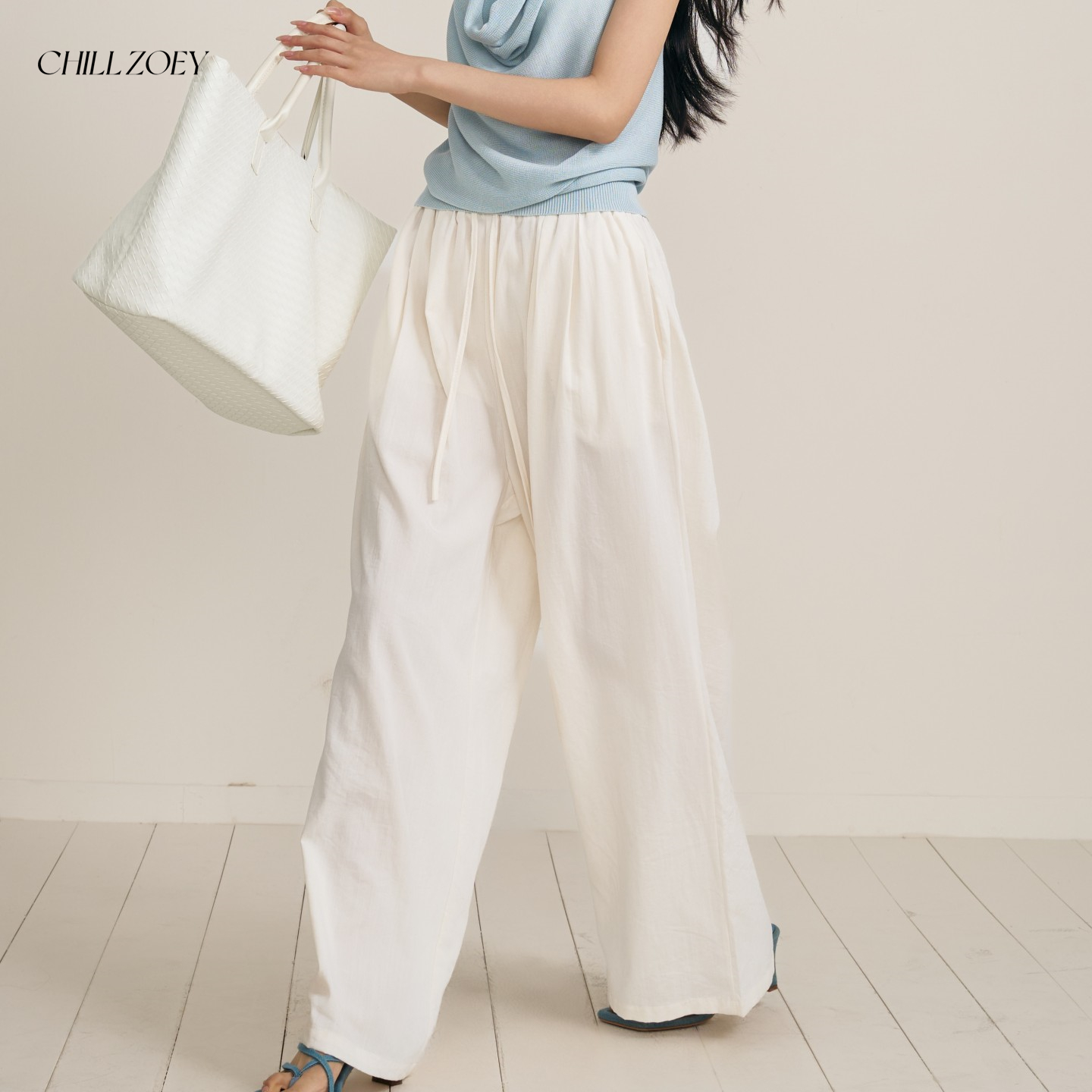 CHILL ZOEY 空折页阔腿裤女慵懒夏季薄款休闲宽松高级感修身长裤