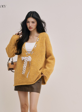 阿娇同款CHILL ZOEY日落大道毛衣女秋冬季时尚慵懒风长袖针织开衫