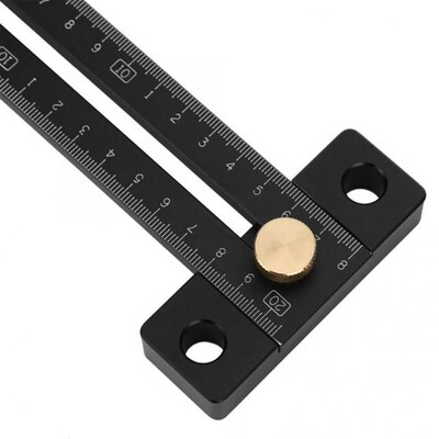 180mm T-Type Scribing Ruler Metric ScaIle Black Aluminium Al