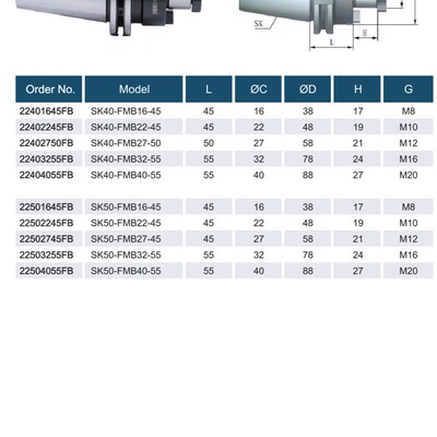 DIN69871面铣刀柄jSK50-FMB32-100 SK50-FMB40-100 SK50-FMB40-55