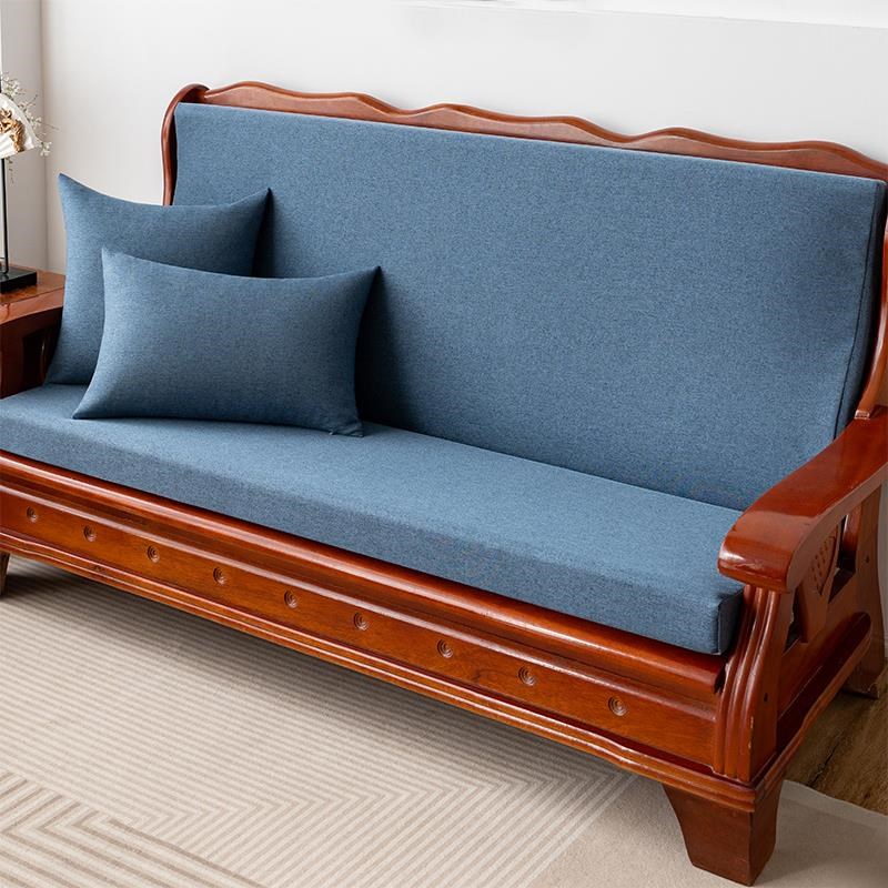 秋冬实木c沙发垫带靠背一体加厚加硬海绵坐垫中式防滑实木老款座