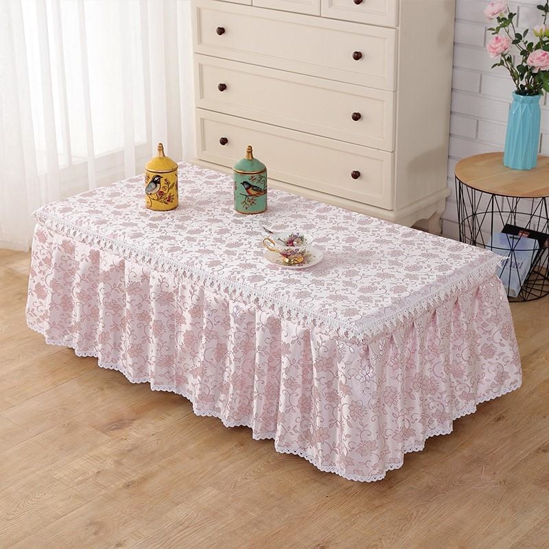 极速茶几桌布罩客厅家用餐桌u简约现代防滑蕾丝全包长方形桌套202