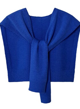 极速显白克莱f因蓝色针织披肩女2023年新款外搭空调保暖护肩时尚