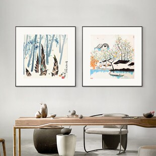 极速吴冠中水墨装饰画新中式餐厅壁画茶J室禅意中国风书房挂画茶