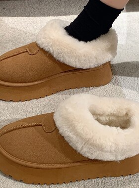 极速日本GP厚底毛茸茸雪地靴女加绒棉鞋2J023新款秋冬季低帮加厚