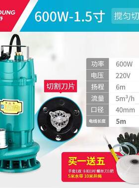 极速功能220Vj100W水位扬程家用高污水泵铜芯低灌溉潜水泵泵抽水