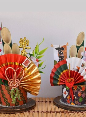 新品料理寿司店门松装饰u品日式新年摆设和风摆件摆件稻草