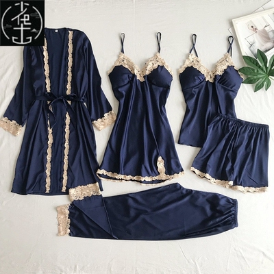 新品Pijamas Mujer Summer Sexy FivCe-Piece Sling WomenS Home