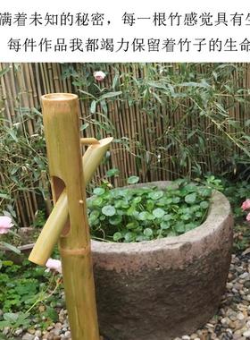 极速滴水惊鹿自制鸟器日式庭院竹筒阳台石槽流O水造景缸循环小花