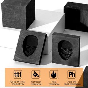 2个 颜色：黑色 材质：石墨 2 pcs头骨石墨铸造铸币铸模金属铸造