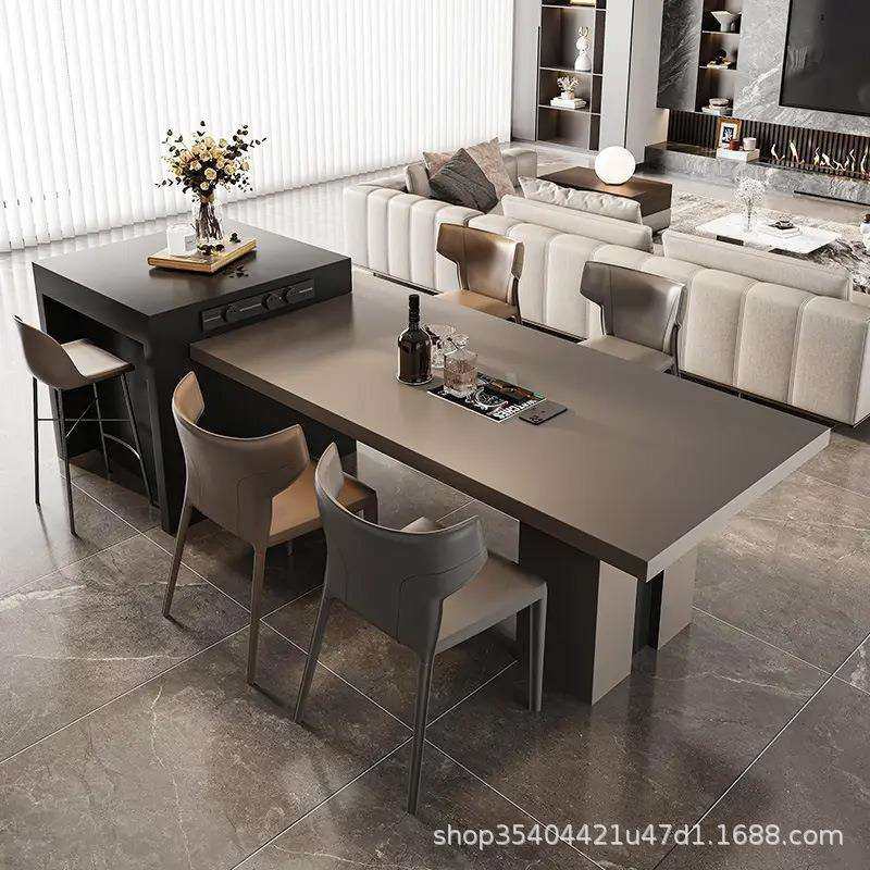 意式极简岛台餐桌一体可伸缩岩板家用轻奢可移动中导茶倒台两用,住宅家具,岛台,淘宝优惠券,粉丝福利购,淘宝优惠卷